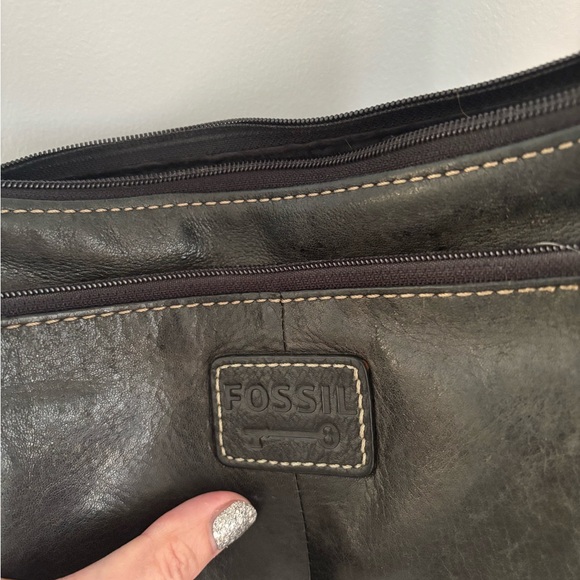 277A Fossil black Leather crossbody Bag - Picture 7 of 7